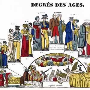 AGES OF MAN, 1826. The Ages of Man. French Epinal print, 1826, by Francois Georgin