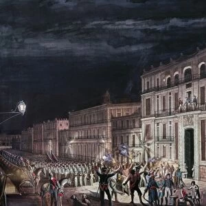 AGUSTIN DE ITURBIDE (1783-1824). Mexican soldier. Iturbide giving a speech from a balcony