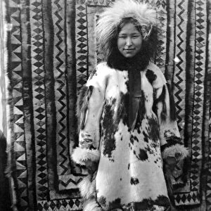 ALASKA: ESKIMO WOMAN. Eskimo woman wearing clothing made of fur, Alaska. Photograph