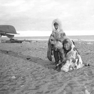 ALASKA: ESKIMOS. Two Eskimo children on the beach in Nome, Alaska