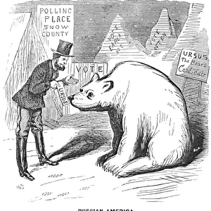 ALASKA PURCHASE CARTOON. American newspaper cartoon of 1867 showing a politician