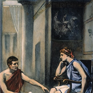 ALEXANDER & ARISTOTLE. Aristotle (384-322 B. C. ) tutoring Alexander the Great (356-323 B. C. ), c342-335 B. C. After a painting, c1895, by Jean Leon Gerome Ferris