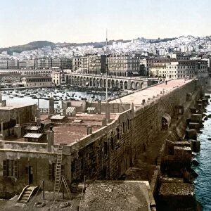 ALGERIA: ALGIERS, c1899. View of the harbor from the lighthouse at Algiers, Algeria