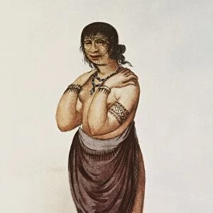 ALGONQUIAN NATIVE AMERICAN, 1585. A Carolina Algonquian Native American woman. Watercolor