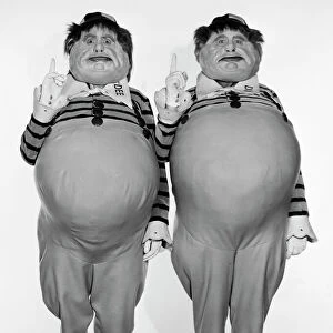 ALICE IN WONDERLAND, 1933. Roscoe Karns as Tweedledee (at left) with Jack Oakie as Tweedledum in the 1933 film version of Alice in Wonderland