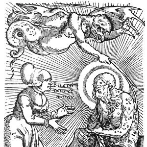 Allegorical representation of the Demon of the Plague. Woodcut, German, 1540