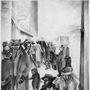 ALSTON: HARLEM, c1940. Harlem Street Scene. Lithograph by Charles Henry Alson, c1940