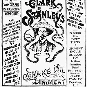 American advertisement for Clark Stanleys Snake Oil Liniment, c1895