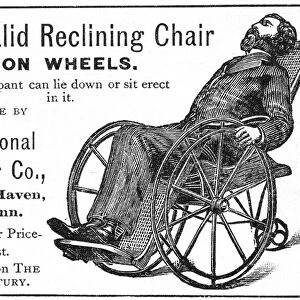 American advertisment, late 19th century, for an early wheelchair