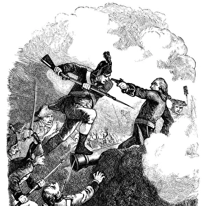 American troops under General Anthony Wayne surprising and capturing the British garrison at Stony Point, New York, on 16 July 1779. Wood engraving, late 19th century