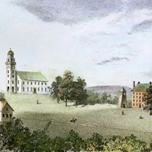 AMHERST COLLEGE, 1824. Amherst College at Amherst Massachusetts, as it looked in 1824