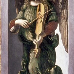 ANGEL WITH A VIELLE. An Angel in Green with a Vielle