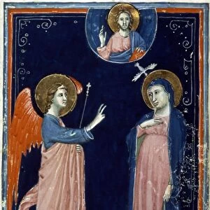 THE ANNUNCIATION. Florentine manuscript illumination, early 14th century