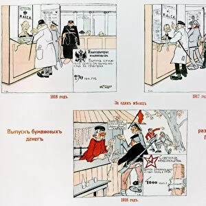 ANTI-BOLSHEVIK CARTOON. The Three Stages. 1916: Under the imperial government