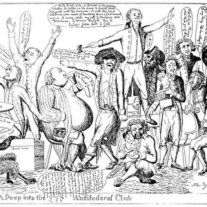 ANTI-FEDERAL CARTOON, 1793. A Peep into the Antifederal Club