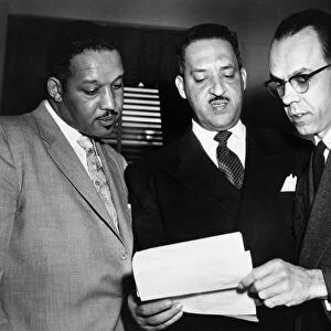 ANTI-SEGREGATION, 1953. Harold Boulware, Thurgood Marshall, and Spottswood Robinson