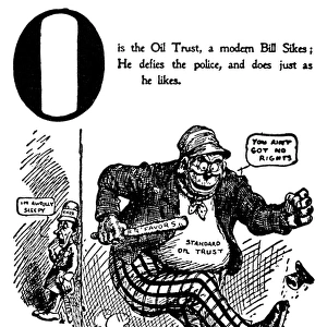 ANTI-TRUST CARTOON, 1902. The oil trust satirized in a cartoon from An Alphabet of Joyous Trusts