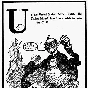 ANTI-TRUST CARTOON, 1902. The United States Rubber Trust satirized in a cartoon