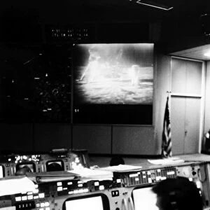 APOLLO 11: MISSION CONTROL. Interior view of the Mission Operations Control Room
