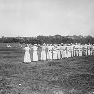 ARCHERY. An American archery meet. Photograph, late 19th or early 20th century