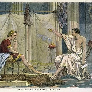 ARISTOTLE & ALEXANDER. Aristotle (384-322 B. C) tutoring Alexander the Great (356-323 B. C. ), c340 B. C. Engraving, 19th century