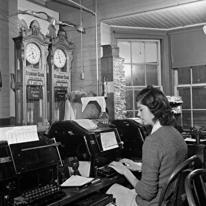 ARIZONA: TELEGRAPH, 1943. Teletype operator in the telegraph office of the Atchison