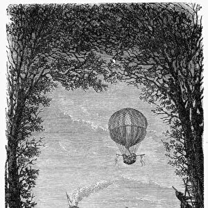 Ascent of Charles and Roberts hydrogen balloon at Tuillieries, 1 December 1783. 19th century engraving