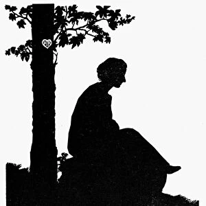 ASMUS: WOMAN. Absorbed in thought. 19th century silhouette by Hildagard Asmus