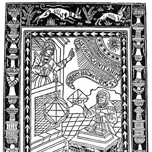 ASTRONOMER, 1493. Italian astronomers with their instruments. Woodcut from Anianus Compotus