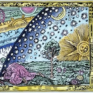 ASTRONOMER, 1530. An astronomer trying to discover the secrets behind the Milky Way. Swiss or German woodcut, 1530