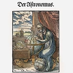 ASTRONOMER, 1568. An astronomer and cosmographer. Woodcut, 1568, by Jost Amman