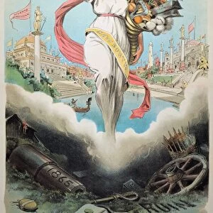 ATLANTA EXPOSITION, 1895. From Darkness to Light (The New South). Allegorical lithograph by Grant Hamilton, 1895, commemorating the Atlanta Exposition