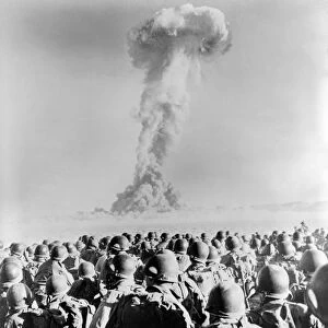 ATOMIC BOMB TEST, 1951. Members of the 11th Airborne Division of the U