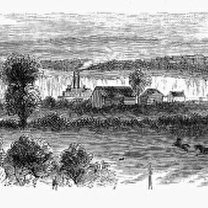 AUGUSTA, GEORGIA, 1868. The city of Augusta, Georgia, on the Savannah River. Wood engraving, American, 1868