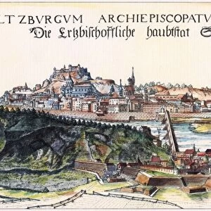 AUSTRIA: SALZBURG, 1643. Colored engraving by Philipp Harpff, 1643