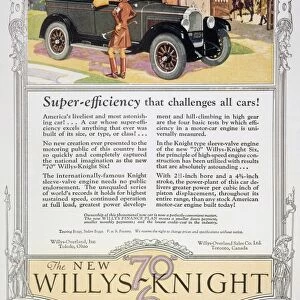 AUTOMOBILE AD, 1926. Willys-Knight automobile advertisement from an American magazine, 1926