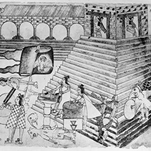 AZTEC: CODEX AZCATITLAN. Drawing from the Aztec Codex Azcatitlan depicting warriors