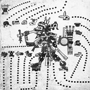 AZTEC GOD TEZCATLIPOCA. Aztec painting from the Codex Fejervary-Mayer