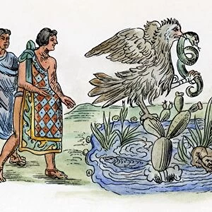 AZTEC PRIESTS, c1325. Led by their god, Huitzilopochtli, Aztec priests discover