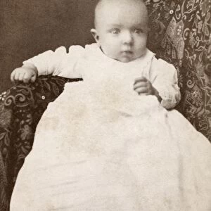 BABY, 1880. Portrait of a baby. Carte de visite from a photography studio in Crown Point