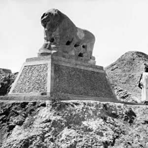 BABYLON: BASALT LION. Basalt statue of a lion marking the prophet Daniels den in Babylon, Iraq