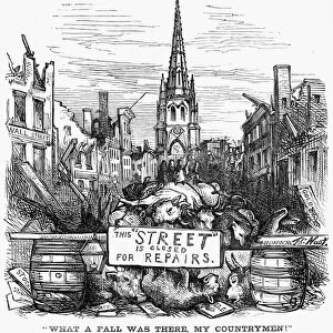 BANK PANIC, 1869. What a Fall was There, My Countrymen! Thomas Nasts cartoon