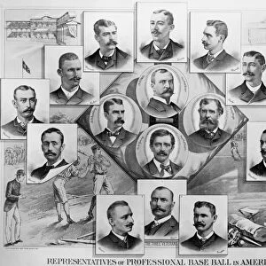 BASEBALL, 1894. Representatives of professional baseball in America. Lithograph, 1894