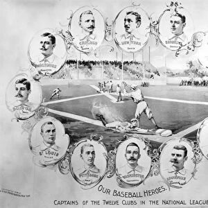 BASEBALL, 1895. Portraits of the captains of the twelve baseball clubs in the National League, 1895