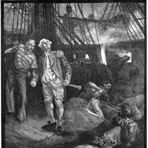 BATTLE OF FLAMBOROUGH HEAD. British naval officer Sir Richard Pearson aboard the