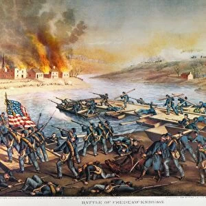 BATTLE OF FREDERICKSBURG. The Battle of Fredericksburg, Virginia, 13 December 1862: lithograph, 1888, by Kurz & Allison