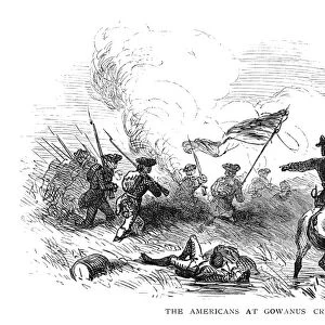 BATTLE OF LONG ISLAND, 1776. American soldiers attempting to retreat across Gowanus