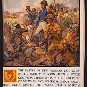 BATTLE OF NEW ORLEANS. Illustration of Andrew Jackson during the Battle of New
