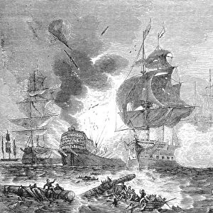 BATTLE OF THE NILE, 1798. The Battle of the Nile, 1 August 1798. Wood engraving, 19th century