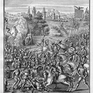 BATTLE OF ROOSEBEKE, 1382. The Battle of Roosebeke, 27 November 1382. French engraving